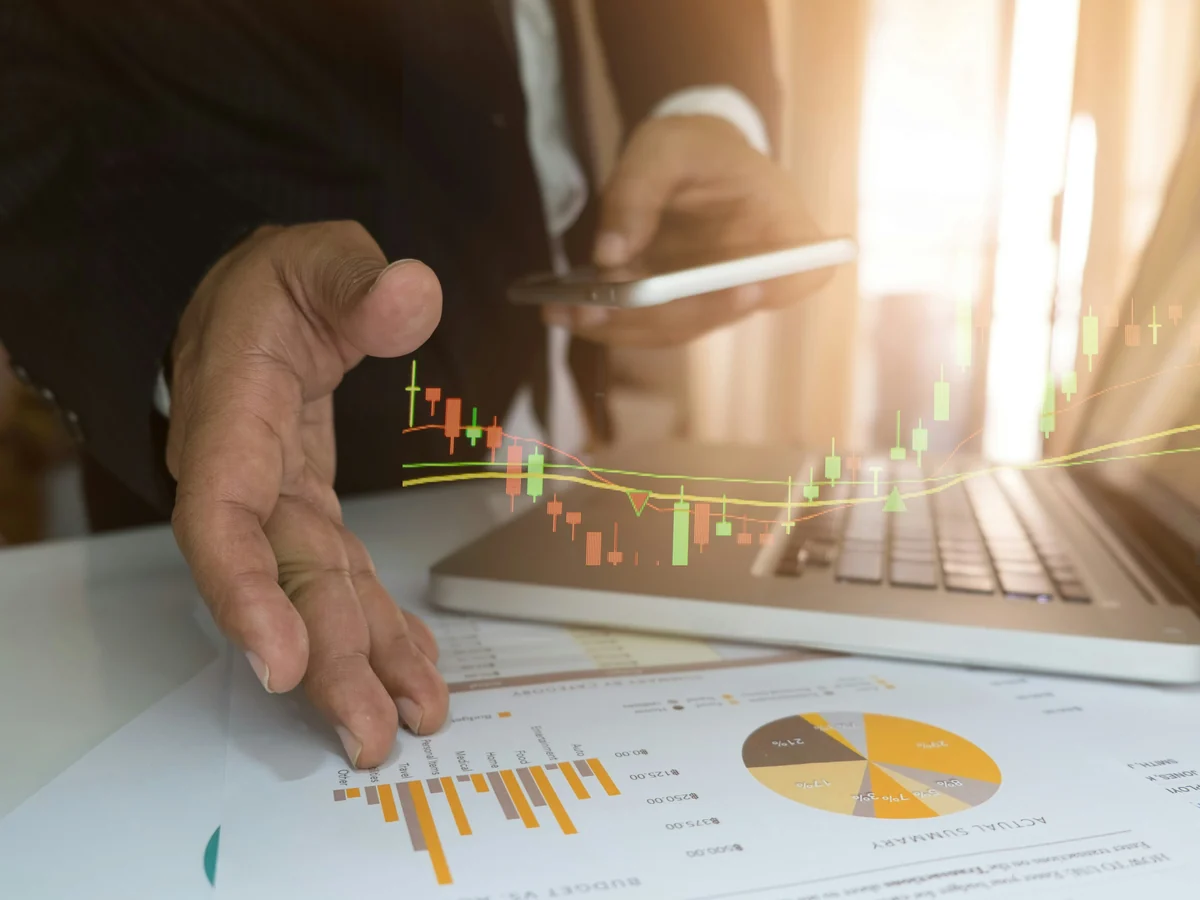 Financial market data on an exchange ticker display